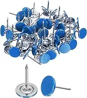 uxcell 60Pcs Upholstery Tacks, 11mmx17mm Flat Head Thumb Tack Decorative Furniture Nails Push Pins for Furniture Sofa Headboards, Blue