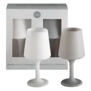 Set of 2 Large Silicone Unbreakable Wine Glasses - Blanc + Dover- Swepp