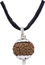 [Generic] Aashita Creations 9 Mukhi Rudraksha Made in Silver Metal Lab Certified (Origin - Java) Hand Picked Matured Rudraksha Bead