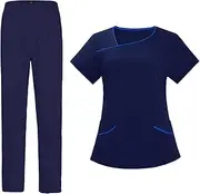 Colaxi Women's Scrubs Set, Nursing Uniforms Scrub Top Jogger Scrub Pants Stretch Work Clothing Hospital Nurse Costume for Beauty Salon, Massaging,