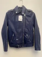 NEW - Forever 21 Girls Faux Leather Moto Jacket (Kids) Size 13/14 NWT