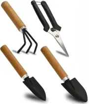 4Pcs Stainless Steel Garden Tools - Mini Gardening Kit with Pruning Scissors ...
