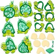Tinlade 24 Pcs Turtle Craft Kit Ocean Suncatcher Kit Sea Turtle Suncatcher Craft Window DIY Tissue Paper Suncatcher Decoration Ornament for Classroom Summer Under The Sea Party Favor Supplies