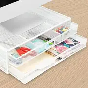 MOUNT-IT Mesh Computer Monitor Stand Riser Metal Desk Organizer with Two Pull...