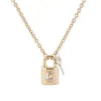 在飛比找momo購物網優惠-【COACH】C Logo 鎖頭及鑰匙造型項鍊(金色/銀色)