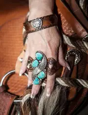 Thunderbird Leather Cuff Bracelet, Hand Tooled, Western, Southwestern Design