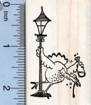 Thanksgiving Rubber Stamp, Drunk Turkey with Lamp H35110 WM