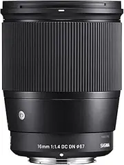 Sigma 4402965 16mm f/1.4 DC DN Contemporary Lens for Sony (E-Mount), Black