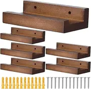 Record Shelf Wall Mount, Album Display Rack, Decorative Wall Mounted Organizer, Wooden Rustic Wood Album Holder, Vinyl Record Walls Shelf Set for Music Lovers, 10 x 6 x 2.5cm