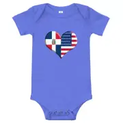 Baby short sleeve one piece Dominican American Flag Heart Dominican Pride