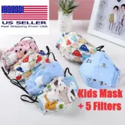 Kids Cotton Face Mask Reusable With / 5 Filters PM2.5