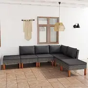 6 Piece Garden Lounge Set with Cushions Poly Rattan Grey, Furniture Sets, Patio Furniture