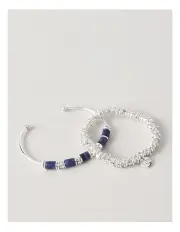 [Piper] 2 Pack Bangle & Stretch Bracelet in Gold/Blue