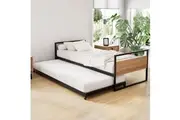 Artiss Bed Frame 2x Single Size Metal Trundle Daybed DEAN