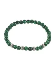 [Cudworth] Malachite Stone Beads & Stainless Steel Bracelet 6mm in Green