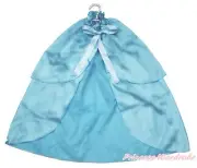 Snow Princess Elsa Light Blue Satin Cape Two Layer Party Costume Shawl Coat 1-8Y