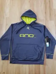 AND1 Hoodie Mens XL Sweatshirt Basketball Gray Graphic Activewear Sport NWT