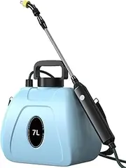 KKTENY 7L Battery Powered Sprayer - Electric Water Weed Sprayer with Pump and Wand,3pcs Adjustable Nozzle, Chemical Bug Sprayers for Yard Lawn & Garden (Blue)