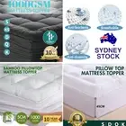 ALL SIZES Bamboo Fiber Pillowtop Mattress Matress Topper 1000GSM Fitted Mattres