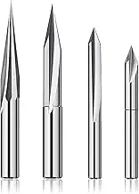 Zicojia CNC Router Bits Set 1/4, Engraving Wood Carving Router Bit 6mm & 4mm, V-Groove, Profile Bit, Tungsten Steel - 4PCS