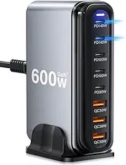 YESDEX 600W USB-C Charging Station - 140W USB C Charger, 100W USBC Gan Laptop Charger, 8-Port Multi Fast Charger Dock Compatible with MacBook Pro, iPad, iPhone 16 Pro Max/15, Samsung Galaxy, Dell