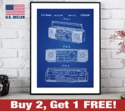1990 Boombox Patent Poster 18" x 24" Print Retro 90s Ghetto Blaster Radio Art