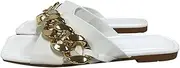 [Generic] Women Flat Sliders Summer Beach Fashion Cute Bowtie Bride Square Open Toe Hoilday Sandals Mules Slippers Flip Flops (C White 6.5 UK)