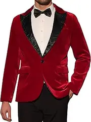 [Lars Amadeus] Men's Velvet Blazer One Button Party Prom Tuxedo Dinner Suit Jacket Sports Coat