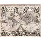 World Map, Nova orbis tabula, 1694, 100% Cotton Art Paper, 16" x 20"