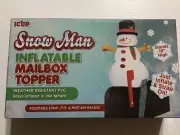 Snowman Inflatable Mailbox Topper, 18” Tall - Straps On, Weather Resistant, New