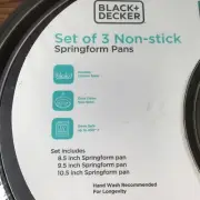 Black + Decker Non Stick Springform Pans 3 Piece Oven Set 8.5 9.5 10.5" EZ Clean