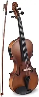 4/4 EQ Violin Full Size Set Solid Wood Violin for Beginners Students School Learners Shoulder Support o Cable Spare Strings Bow Rosin Violin Cloth Violin Kit Retro Color
