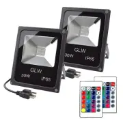 30W RGB LED Flood Light Remote Control Outdoor Landscape Lighting IP65 Waterp...