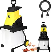Electric Leaf Mulcher, 2500W Garden Shredder with 45L Collection Box and 10m Power Cord, 4500 RPM Reversible Steel Blades and 45mm Cutting Diameter, Compost Shredder for Yard Cleanup, Garden Leaves