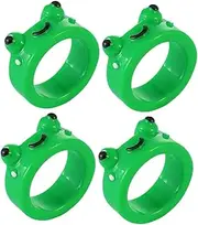 Cabilock 4pcs Frog Ring Lovely Cartoon Frogs Rings Frog Jewelry Trinkets Frog Statue Small Figurines Home Decor Cute Crown Frog Cute Frog Puzzle Ring Frog Cute Rings Resin Green