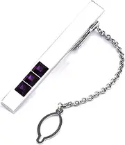 [KUHBDIE] Three Diamond Tie Clip Metal Business Tie Clip Set with Square Diamond Tie Clip