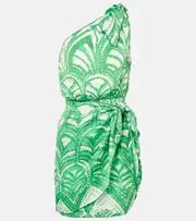 [Poupette St Barth] Poupette St Barth Celie printed one-shoulder minidress AU 12 green