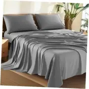 100% Cotton Size Sheets Set - 1500 Thread Queen Grey (1500 Thread Count)