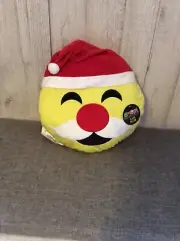 Emoji Expressions Plush Christmas Santa Plush Holidays Round Throw Pillow