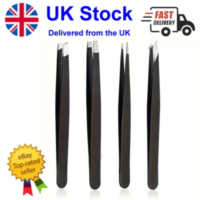 Tweezers Set Eyebrow Pointed Tip Stainless Steel Tweezer Hair Pluckers with Case