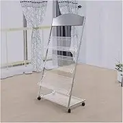 Newspaper Display Rack,Metal Document Rack,Book Catalog Rack (with Four Pulleys),Suitable for Library(Silver,70x36x130cm)