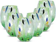 [Gocce di Murano] 6 Wine Glasses According to The Tradition of Murano Craftsmen, Mouth-Blown and Handmade Glass 200 ml - Elegant and Valuable Wine Glasses