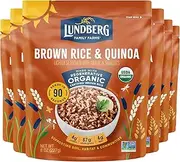 Lundberg Brown Rice & Quinoa, Ready in 90 Seconds, 6-Pack – Regenerative Organic Certified Brown Jasmine Rice, Organic Quinoa, Microwavable, Lightly Seasoned with Garlic & Shallots, 8 Oz Ea