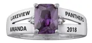 925 Silver Customized Emerald Cut Birthstone High School Split Shank Class Ring