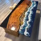Ocean Epoxy River Dining Table Walnut Wooden Handmade Furniture for Your Home