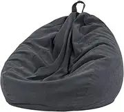 Bean Bag Chair Cover (No Filler) for Kids and Adults. Extra Large Animal Storage Soft Premium Corduroy,Dark gray-90x110cm