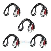 5x3.5mm 1/8" Male Stereo Mini plug Jack TO 2RCA Stereo Phono Audio Speaker CABLE