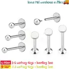 3x Labret Ear Stud Lip Internal Thread Surgical Steel Piercing Body Jewellery