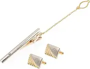 [Yardenfun] Men's Cufflinks Set Crystal Tie Clip for Business Parties Formal Events