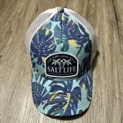 Salt Life Live Salty Lounging Cap Men's OSFM Green White Tropical Trucker Hat